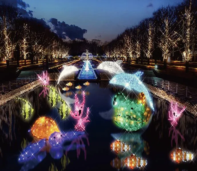 3D زينة عيد الميلاد في الشارع حديقة المنزل أضواء مثبتة على الأعمدة إضاءة LED زخرفة