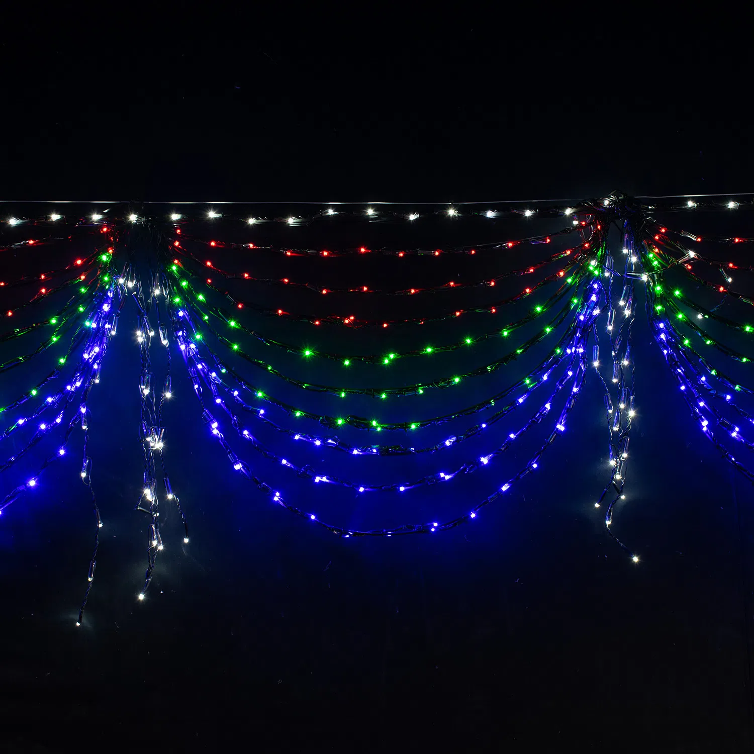 أضواء ستائر LED خضراء معتمدة تجارياً لعيد الميلاد لأغراض الحدائق