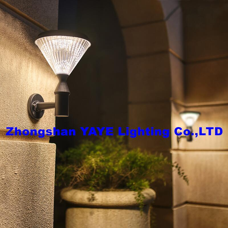 يaye CE مصنع صيني بطارية ليثيوم خارجية مقاومة للماء IP66 مصباح LED شمسي حائطي حديقة منظر طبيعي قابل لإعادة الشحن زخرفي مع 1000PCS مخزون