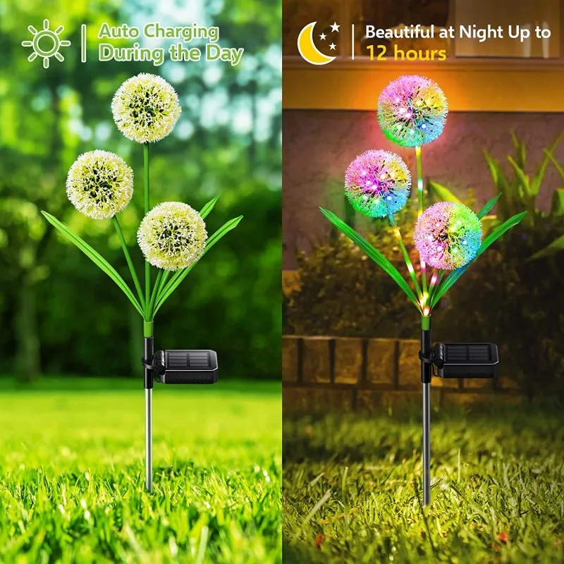 مصباح زهرة البصل الشمسي LED لتزيين الحدائق الخارجية مصباح الهندباء للحديقة