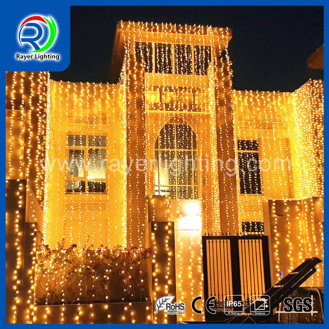أضواء ستائر LED خضراء معتمدة تجارياً لعيد الميلاد لأغراض الحدائق
