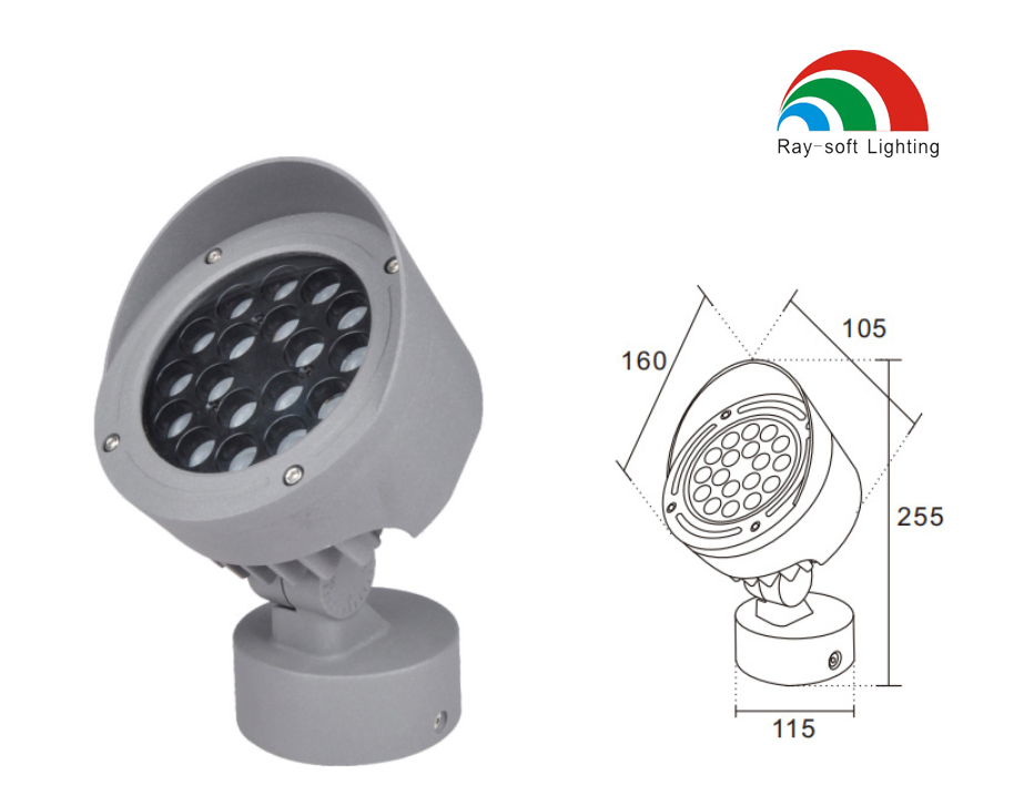 48W مصباح LED مضاد للتوهج IP65 ضوء كشاف خارجي دائري مثبت على القاعدة لغسل الجدران المعمارية
