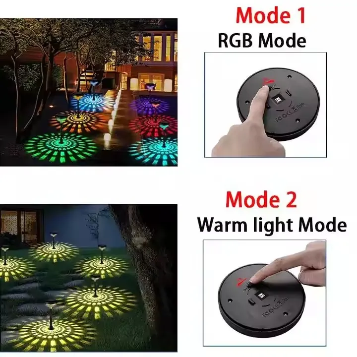 نمط جديد RGB IP65 ضوء حديقة خارجي LED شمسي مقاوم للماء للإضاءة المناظر الطبيعية والأرض