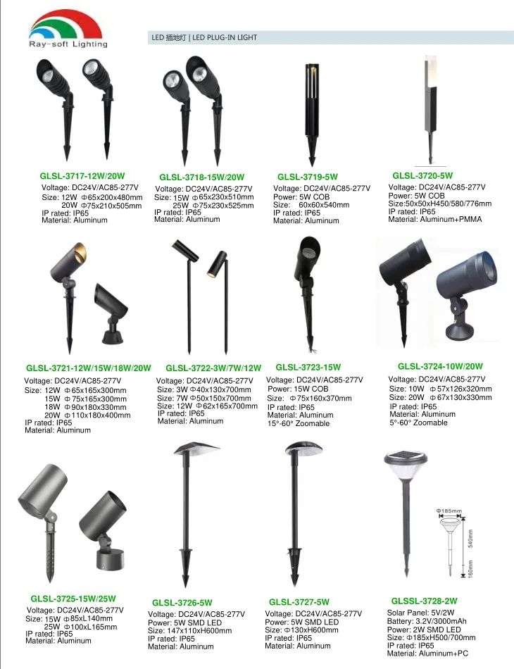 حديث 3W 5W 7W 12W مصباح سبايك LED COB مثبت على عمود طويل للمناظر الخارجية IP65 ضوء حديقة مقاوم للماء لشجرة