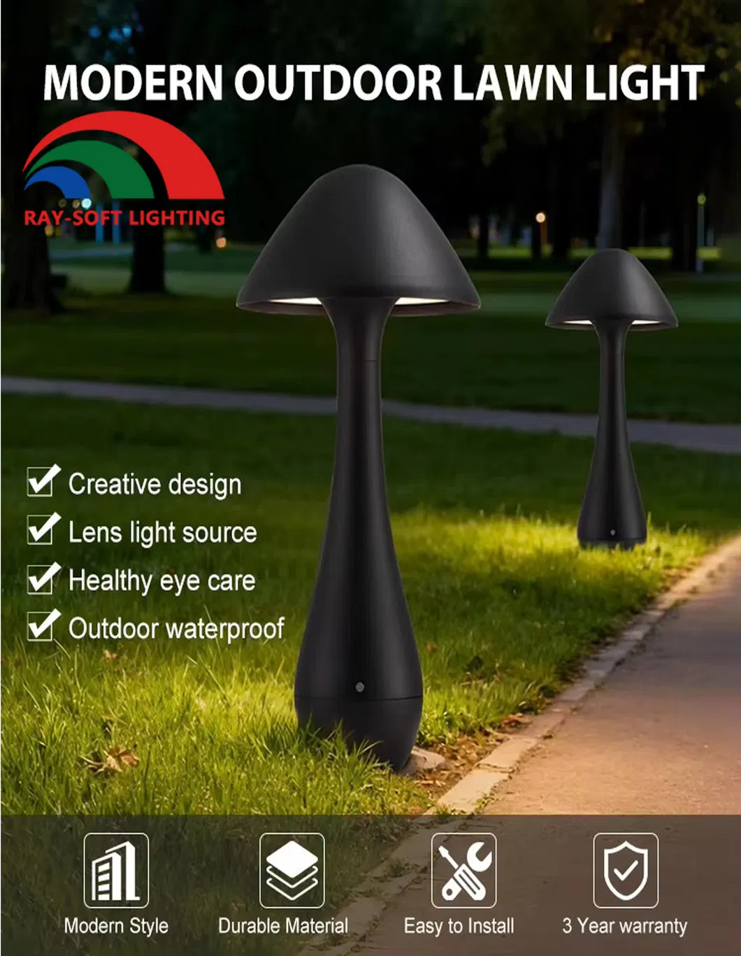 مصباح أرضي من الألمنيوم بتقنية LED IP65