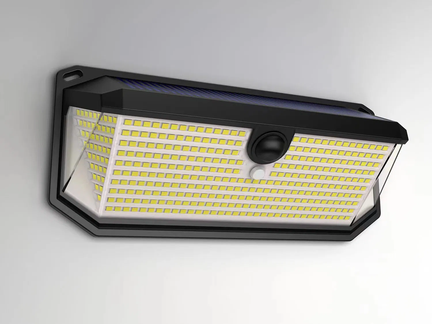 أضواء شمسية خارجية 120 LED مع عاكس الأضواء و 3 أوضاع الإضاءة، أضواء أمان بحساس حركة، IP65 مقاومة للماء تعمل بالطاقة الشمسية للحديقة والفناء والساحة