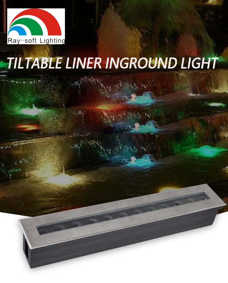 ضوء أرضي مدمج قابل للتعديل مع إضاءة RGB للحدائق