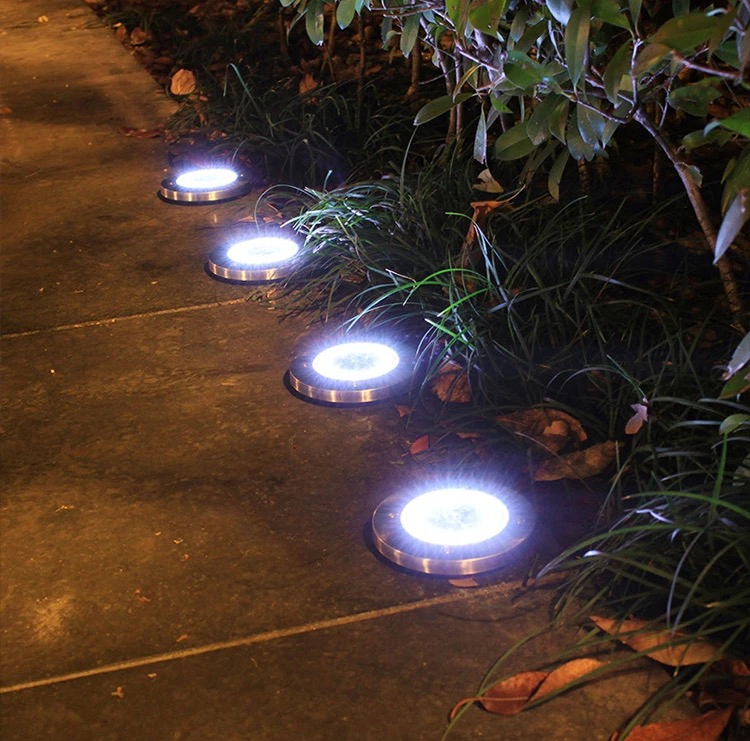 8LED أضواء أرضية تعمل بالطاقة الشمسية LED ضوء تحت الأرض خارجي ساطع مقاوم للماء حديقة ممر عشب ضوء من الفولاذ المقاوم للصدأ