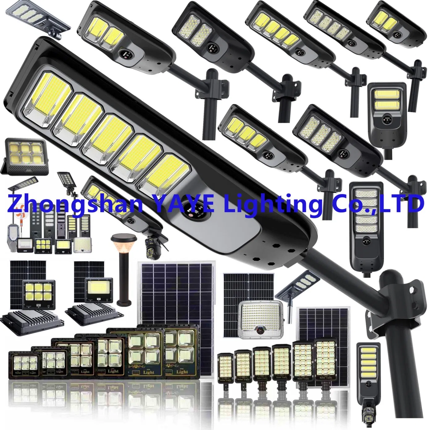 مصنع الطاقة الشمسية في الصين من الألمنيوم 2000/1000/800/600/500W/400/300/200/100W مستشعر LED IP66 شارع خارجي متكامل مع كاميرا مصباح حديقة LED COB من ABS مصباح فيضان على الجدار للطريق