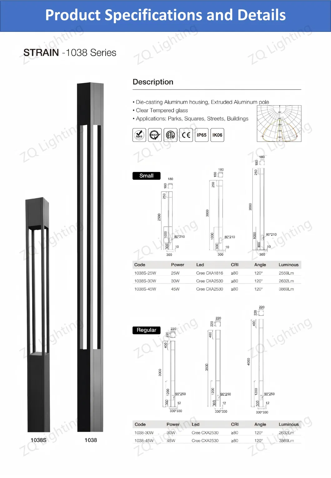 بيع ساخن ضوء LED OEM ضوء حديقة LED مع IP66 مقاوم للماء CE RoHS إضاءة شمسية خارجية عمود ضوء بولارد ضوء قمة عمود LED مصباح حديقة 25W 30W 50W 60W