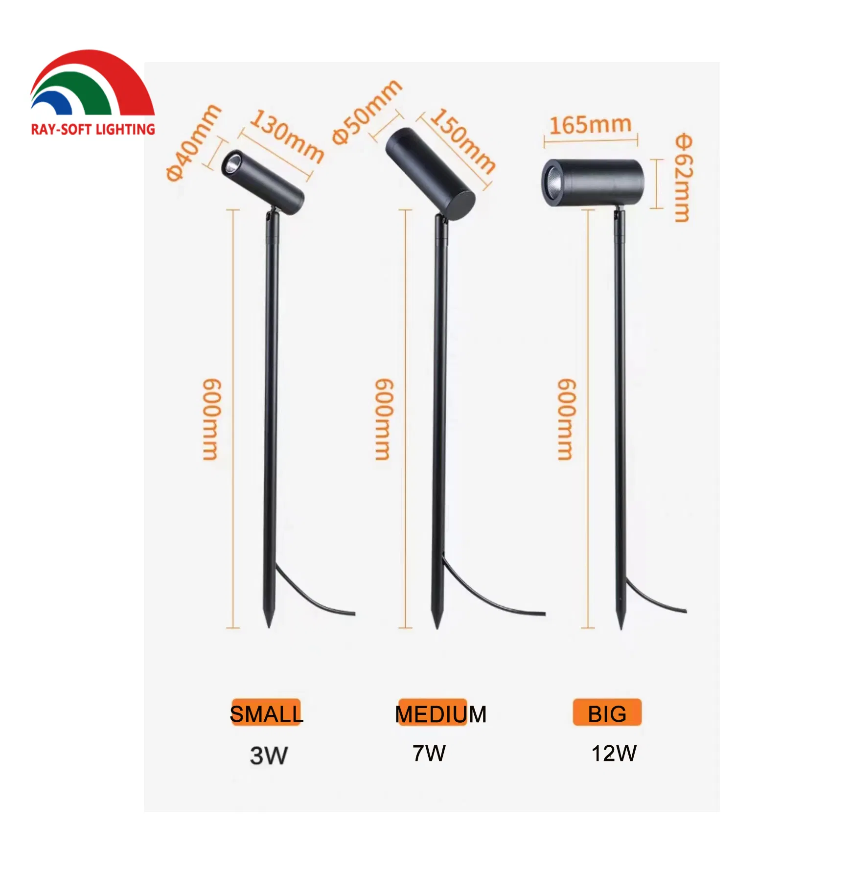 حديث 3W 5W 7W 12W مصباح سبايك LED COB مثبت على عمود طويل للمناظر الخارجية IP65 ضوء حديقة مقاوم للماء لشجرة