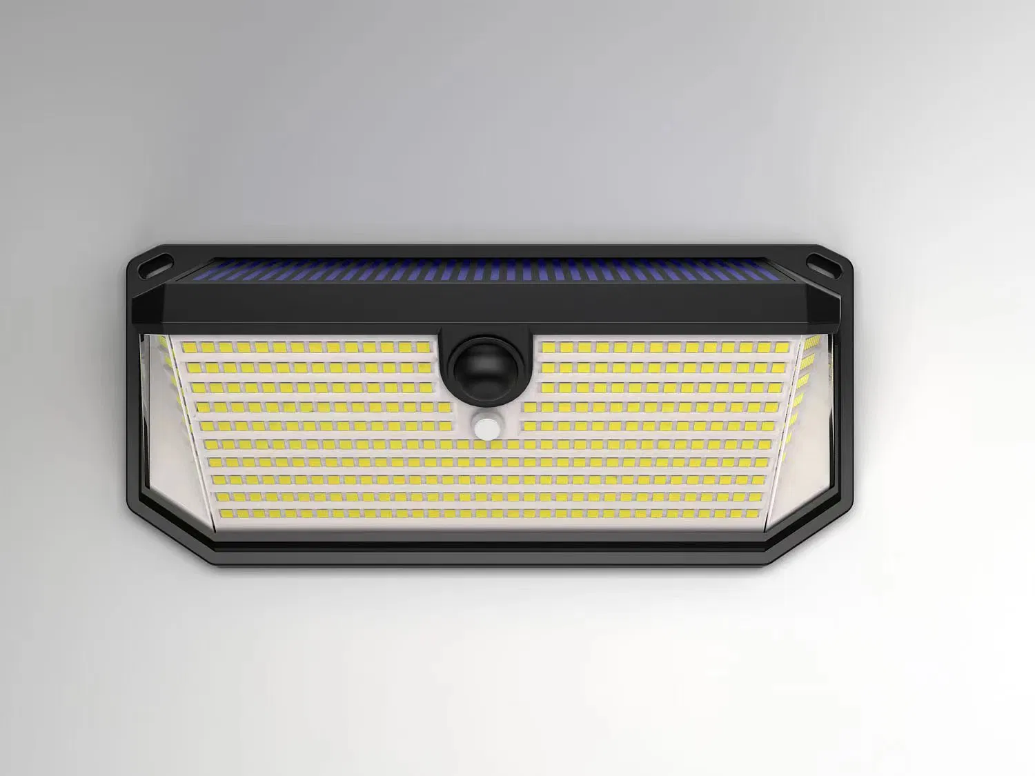 أضواء شمسية خارجية 120 LED مع عاكس الأضواء و 3 أوضاع الإضاءة، أضواء أمان بحساس حركة، IP65 مقاومة للماء تعمل بالطاقة الشمسية للحديقة والفناء والساحة