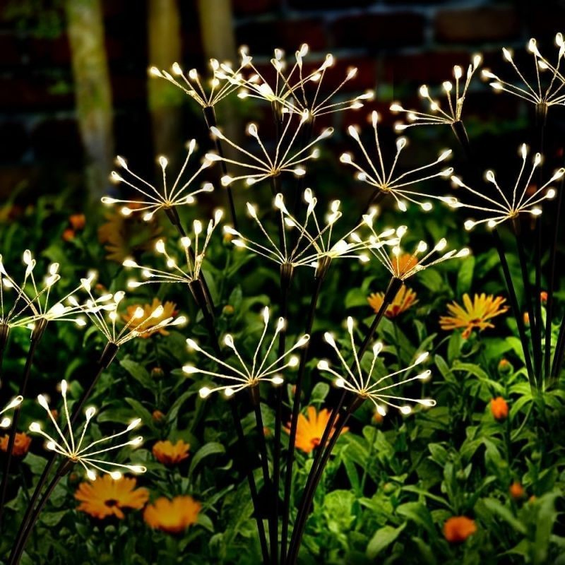 مصباح الألعاب النارية الأرضي بالطاقة الشمسية LED مصباح دandelion سلسلة مصباح خارجي مهرجان زينة حديقة مصباح العشب