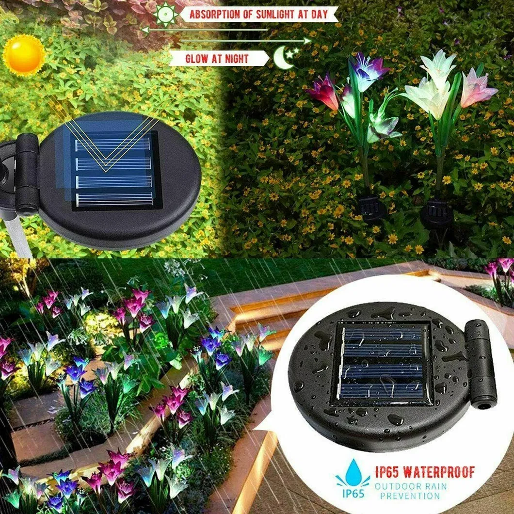 مصباح زهرة ليلك شمسي LED 4-Head للإدخال في الأرض