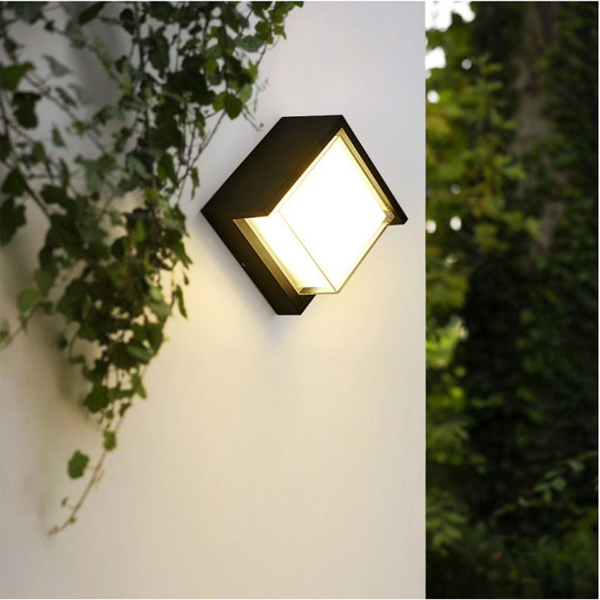 مصابيح حائط LED مربعة تصميم ألمنيوم زخرفية خارجية للحديقة بدون وميض 7W 12W AC220V PF>0.9 CRI>80ra