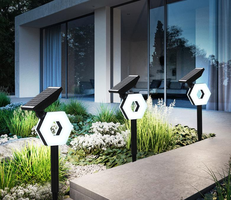 أضواء شمسية خارجية مقاومة للماء IP68, 50 LED 3 أوضاع إضاءة تعمل بالطاقة الشمسية لأضواء الحديقة والساحة الشمسية للمساحات الخارجية باللون الأبيض أو الأبيض الدافئ/ الملون