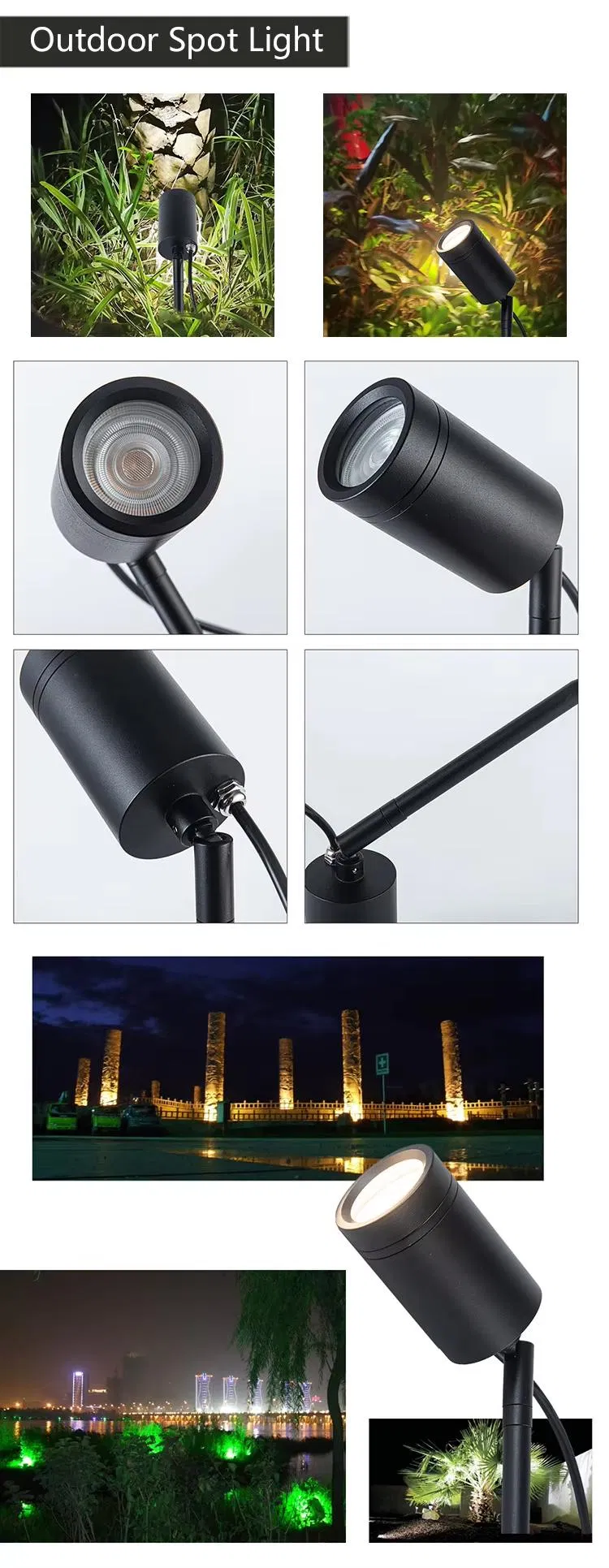 أضواء كاشفة LED مقاومة للماء في الهواء الطلق لتنسيق الحدائق في الساحات والحدائق والأراضي الخارجية