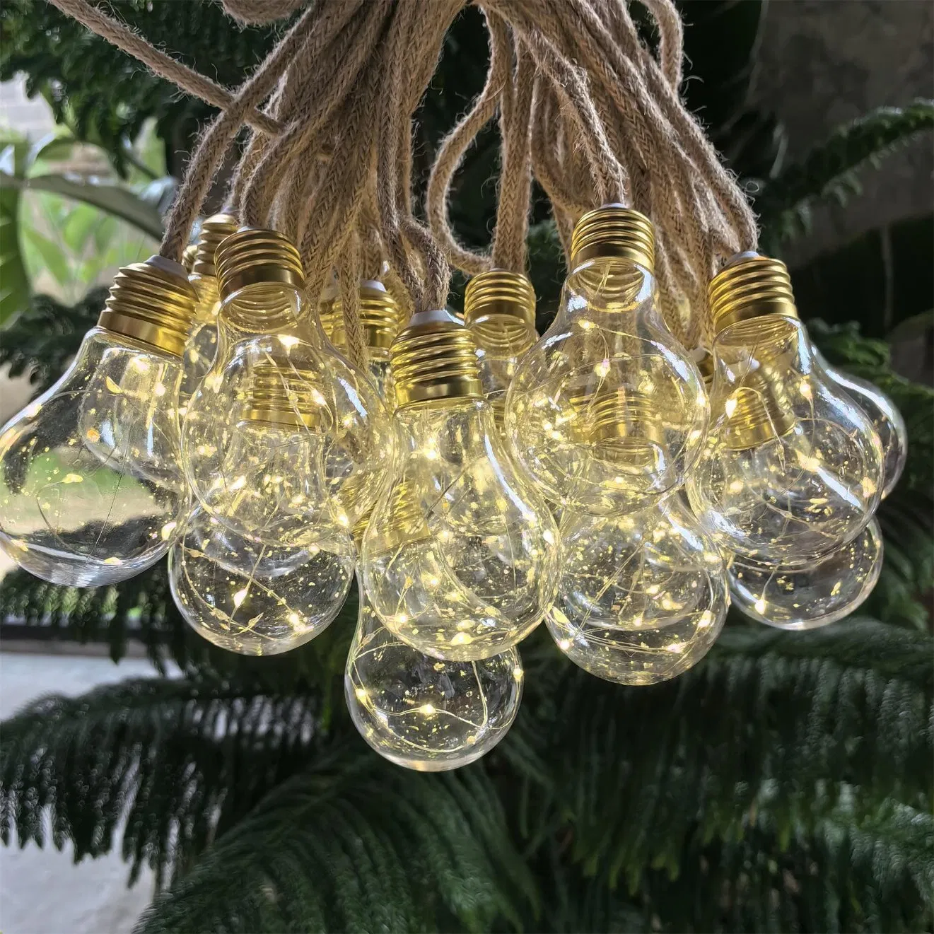 IP65 ضوء شريط LED من خيوط القنب الشمسية الملونة للخارج لتزيين الحدائق والحفلات، ضوء معلق عتيق