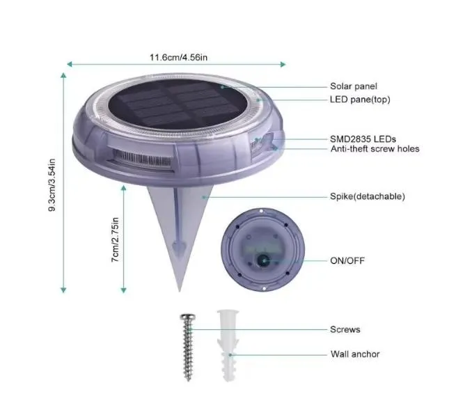 مصابيح حديقة LED الشمسية بتصميم يوفو الخارجية لتزيين المناظر الطبيعية وإضاءة الأرض لسلامة الليل