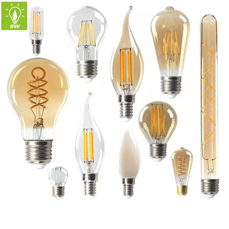 حديقة خارجية 12V/24V مصباح LED خيوط ضوئية مصباح عتيق LED 2W 4W 6W 8W مصباح إيديسون LED كهرماني ضوء زخرفي مصباح عتيق E27 E14 B22 B15 مصباح خيوط LED