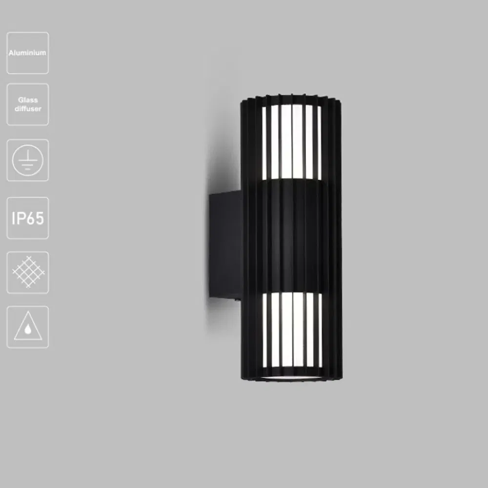 تصميم الأزياء IP65 ضوء حائط خارجي AC 110~270V 12W مصباح حائط من الألمنيوم مقاوم للماء ضوء حديقة LED