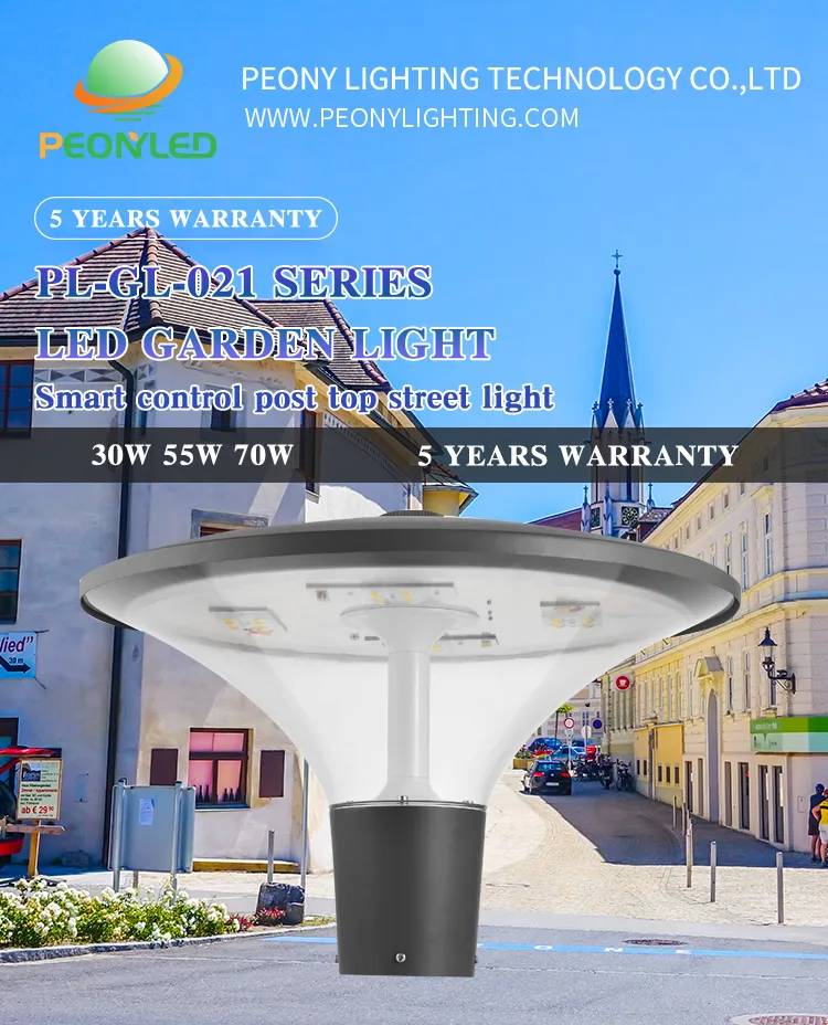 مصباح خارجي LED من الألمنيوم المصبوب P65 مقاوم للماء 30W 40W 60W 90W إضاءة حديقة مثبت على عمود للفناء