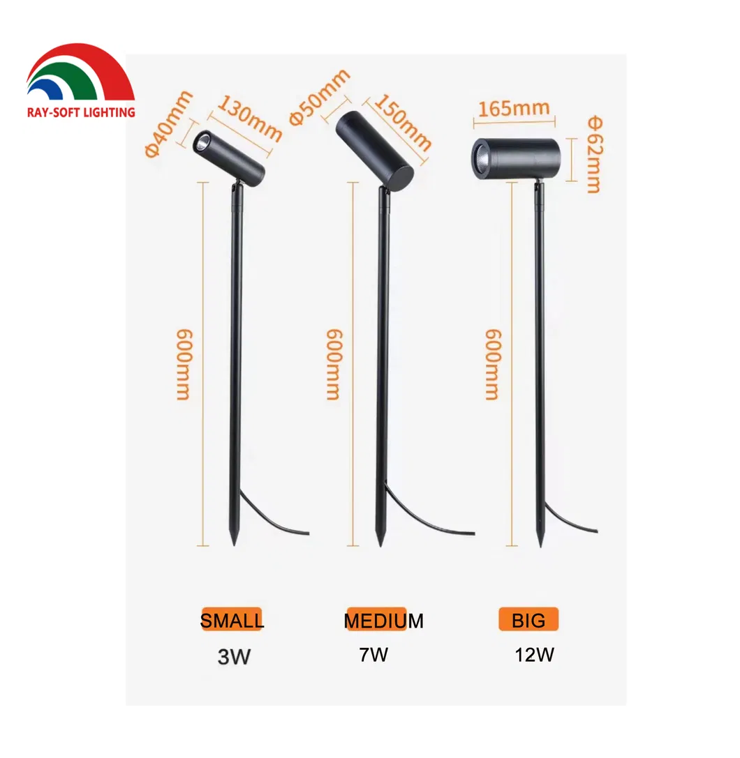 حديث 3W 5W 7W 12W مصباح سبايك LED COB مثبت على عمود طويل للمناظر الخارجية IP65 ضوء حديقة مقاوم للماء لشجرة