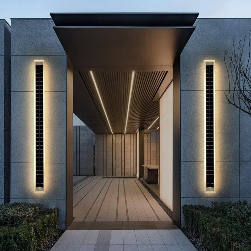 أضواء حديقة جدارية طويلة شريطية LED خطية خارجية عالية الجودة مقاومة للماء مصباح شارع IP65
