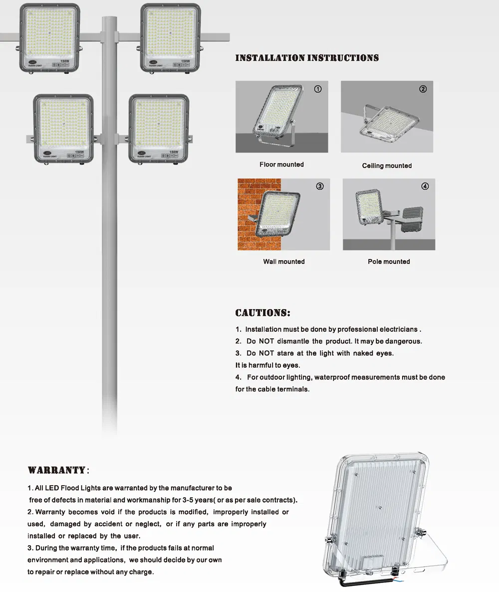 IP67 Ik08 ضوء AC100-265V 300W LED للفيضانات للإضاءة الخارجية لملعب الحدائق المناظر الطبيعية ملعب التنس إضاءة الفناء