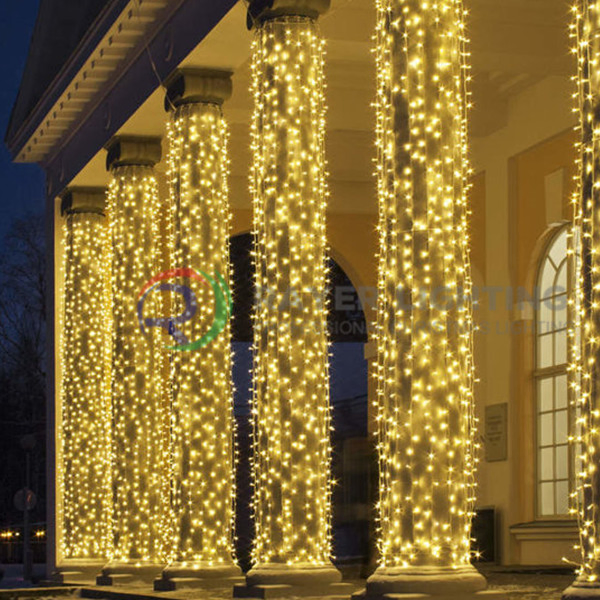 أضواء ستائر LED خضراء معتمدة تجارياً لعيد الميلاد لأغراض الحدائق