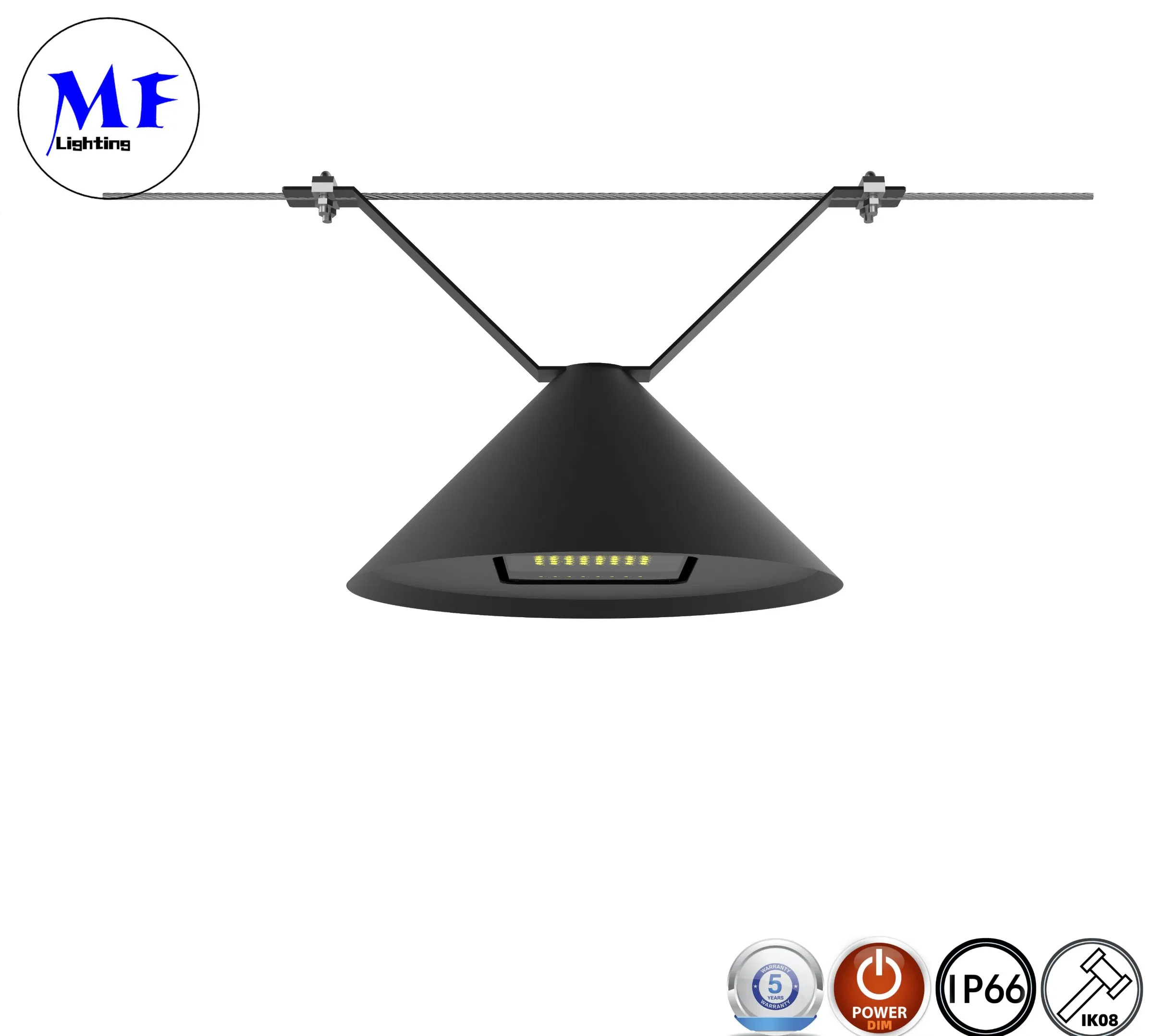 سعر المصنع Ra>80 Ik08 IP65 مقاوم للماء مقاوم للعوامل الجوية 130lm/W 50W 60W مصباح شارع LED للحديقة مع حبل معلق مثبت على الحائط أو العمود