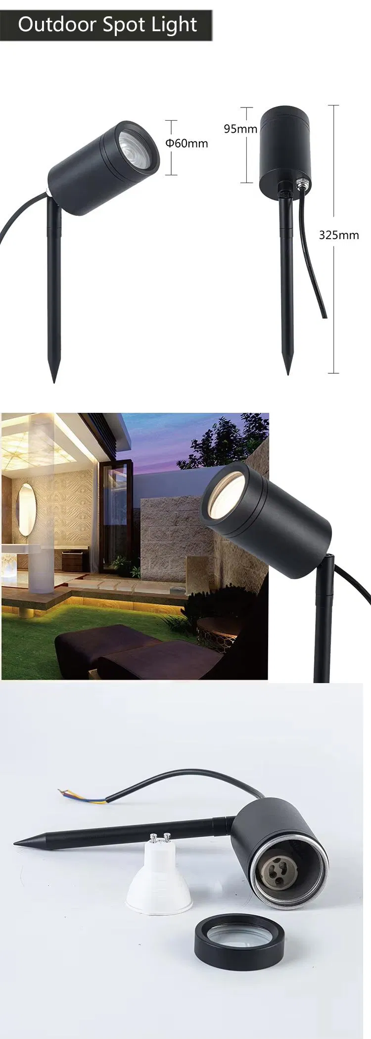 أضواء كاشفة LED مقاومة للماء في الهواء الطلق لتنسيق الحدائق في الساحات والحدائق والأراضي الخارجية