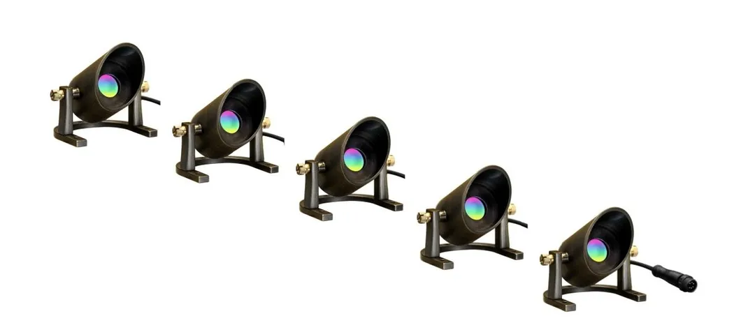 8-16V ضوء LED RGB تحت الماء من النحاس الصلب IP68 تحكم ذكي منخفض الجهد 5PCS إضاءة حديقة البركة