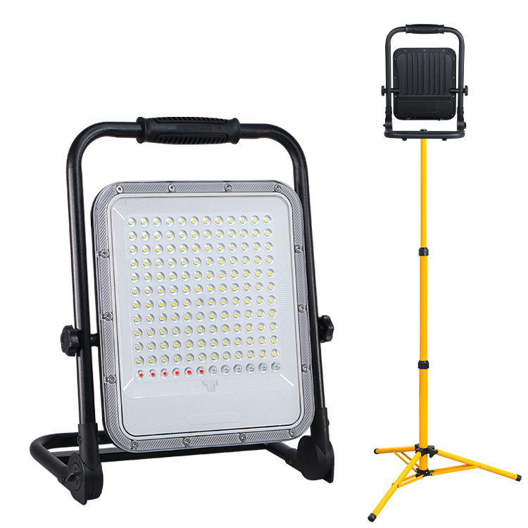 مصباح عمل LED قابل لإعادة الشحن مع مستشعر حركة للحديقة 30W 50W 100W 200W IP65 يعمل بالطاقة الشمسية للاستخدام الخارجي مع شحن USB C محمول باليد