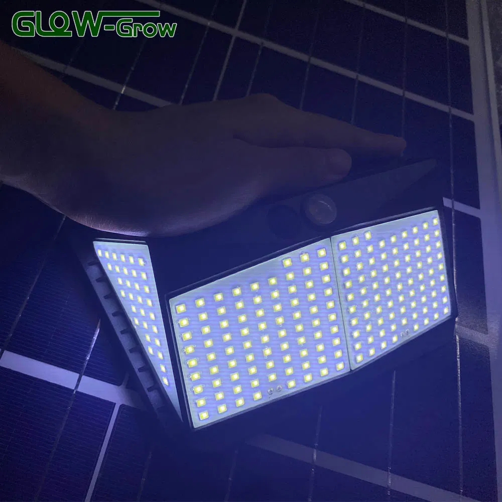 ضوء حائط LED يعمل بالطاقة الشمسية مقاوم للماء باللون الأبيض الدافئ للاستخدام في الحديقة 3000K IP65