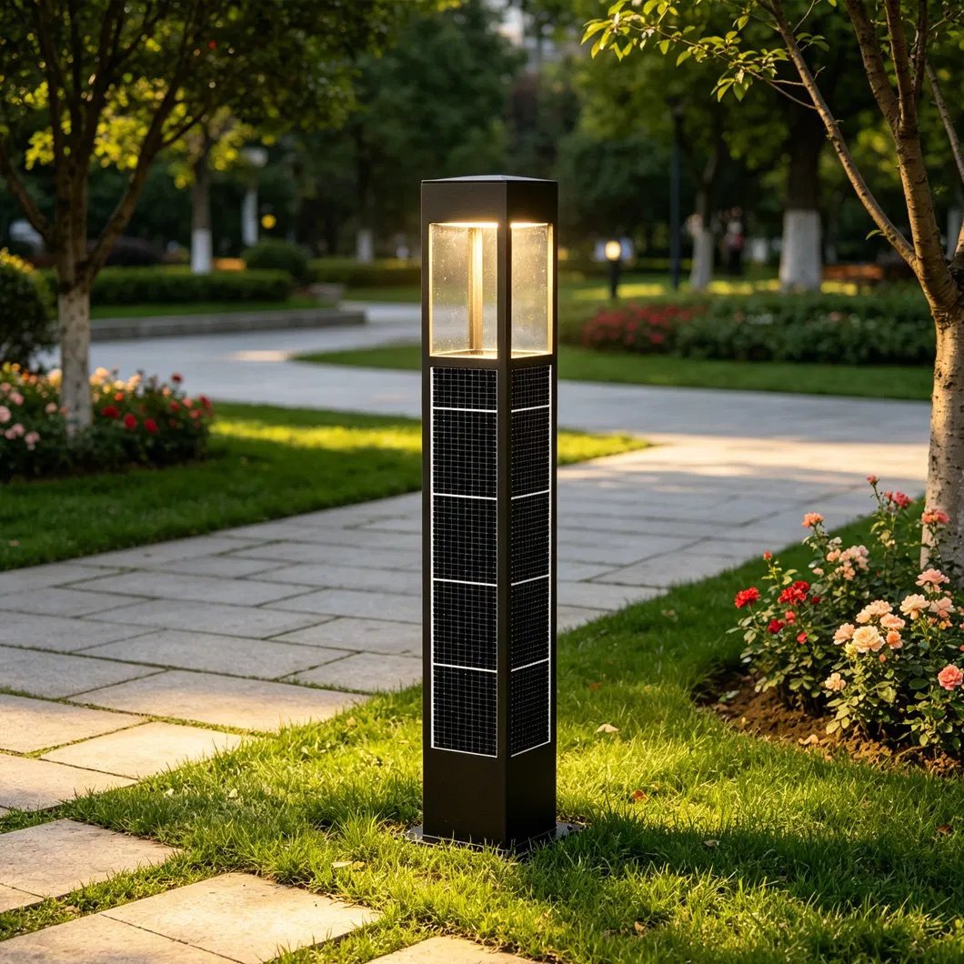 600mm 10W 15W ضوء شمسية للحديقة مقاوم للماء IP65 مصباح LED لمسار الحديقة مع لوحة شمسية مدمجة للإضاءة في الفناء والممر والباحة والمناظر الطبيعية