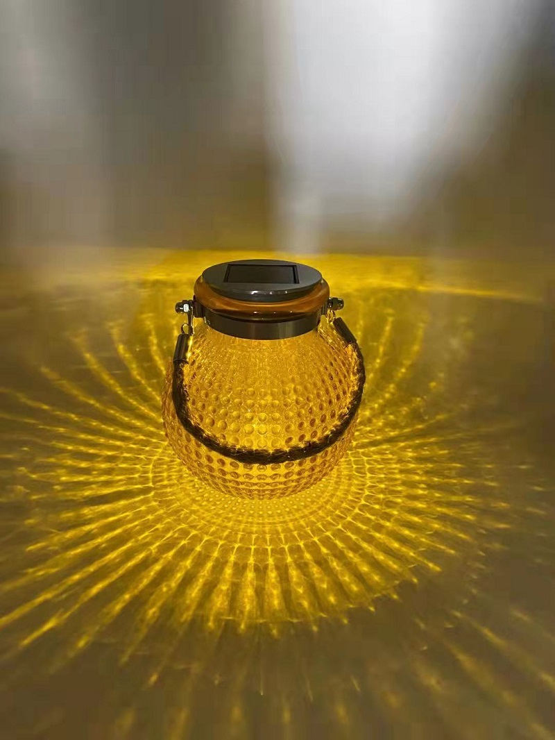 زجاجة مضادة للماء مزودة بأضواء خرافية محمولة للحديقة في الهواء الطلق، ضوء LED زخرفي يعمل بالطاقة الشمسية، مصباح معلق من زجاج مكسور