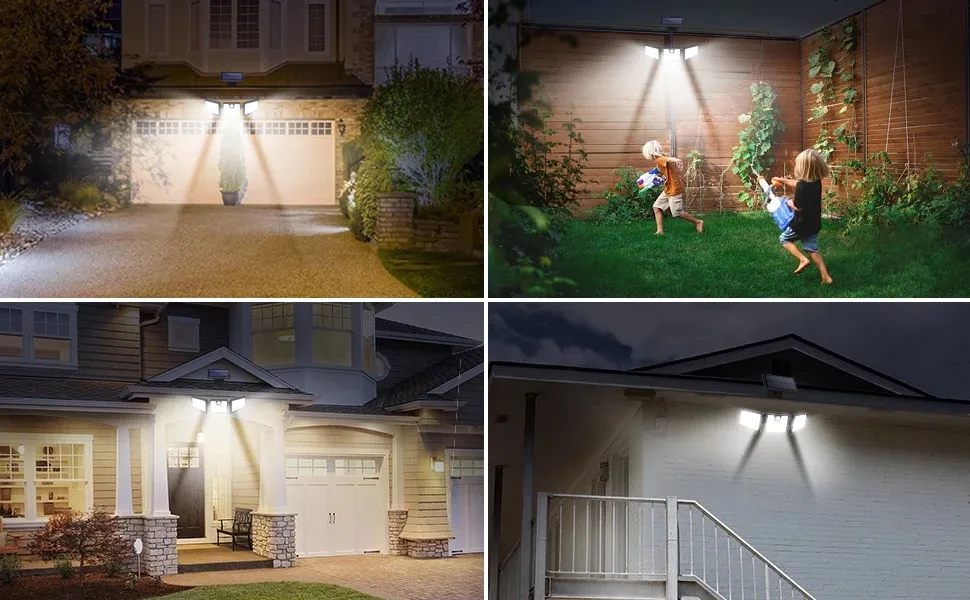108 مصباح شمسي LED خارجي مع مستشعر حركة، ضوء LED شمسي مقاوم للماء، يعمل بالطاقة الشمسية لتزيين الحديقة