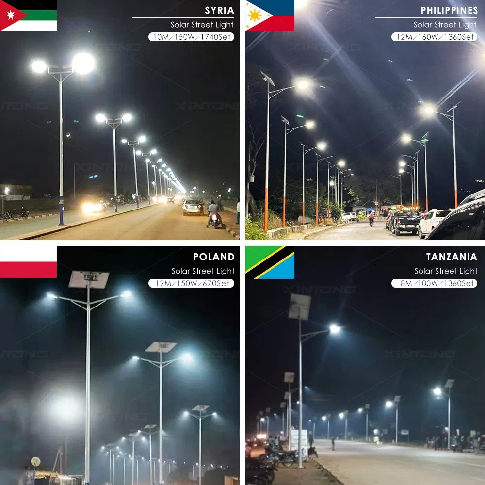 مصباح شارع حديقة خارجي يعمل بالطاقة الشمسية مع لوحين LED مدمجين من الصلب المجلفن بالغمس الساخن