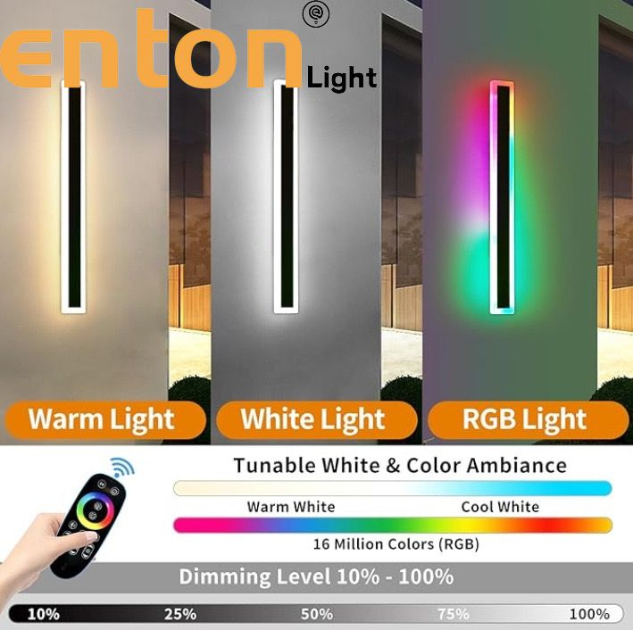 ضوء حائط خارجي ذكي بتغيير الألوان RGB IP65 LED للحديقة