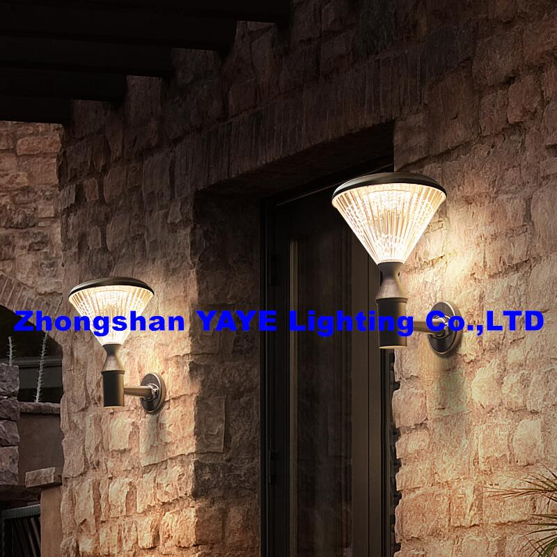 يaye CE مصنع صيني بطارية ليثيوم خارجية مقاومة للماء IP66 مصباح LED شمسي حائطي حديقة منظر طبيعي قابل لإعادة الشحن زخرفي مع 1000PCS مخزون