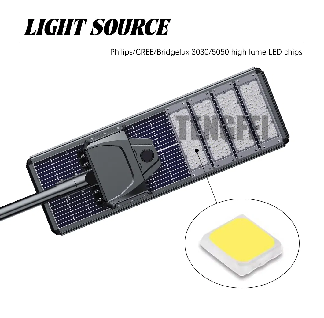 ضوء شارع حديقة LED شمسي متكامل مقاوم للماء بقدرة عالية مع لوحة شمسية IP65