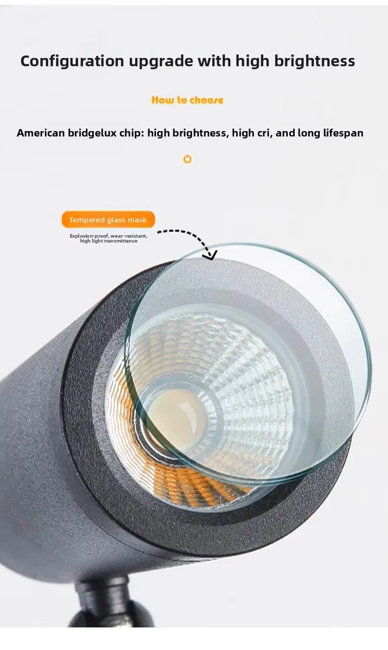 حديث 3W 5W 7W 12W مصباح سبايك LED COB مثبت على عمود طويل للمناظر الخارجية IP65 ضوء حديقة مقاوم للماء لشجرة