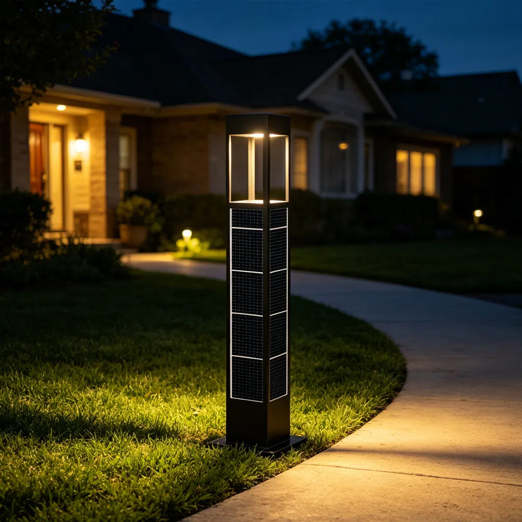 600mm 10W 15W ضوء شمسية للحديقة مقاوم للماء IP65 مصباح LED لمسار الحديقة مع لوحة شمسية مدمجة للإضاءة في الفناء والممر والباحة والمناظر الطبيعية