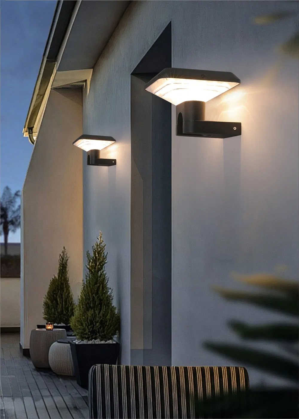 مصباح حائط شمسي LED من الألمنيوم بتصميم عصري للحديقة والشرفة والفيلا
