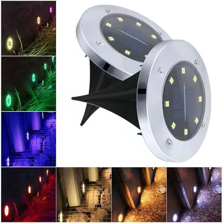 مصباح أرضي شمسي مزخرف للحديقة مضاء لأرضية الفناء أقراص LED