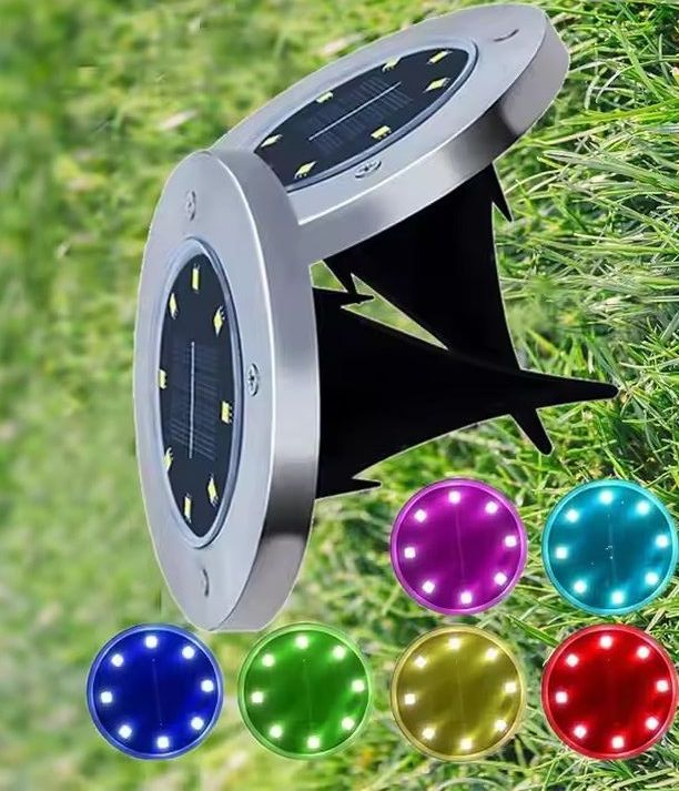 مصباح أرضي شمسي مزخرف للحديقة مضاء لأرضية الفناء أقراص LED