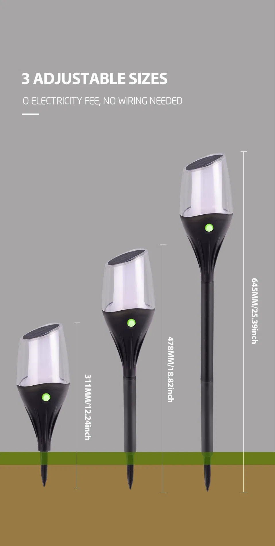 إضاءة ديكور المناظر الطبيعية في الحديقة، مصابيح شمسية LED متلألئة على شكل شعلة، خارجية
