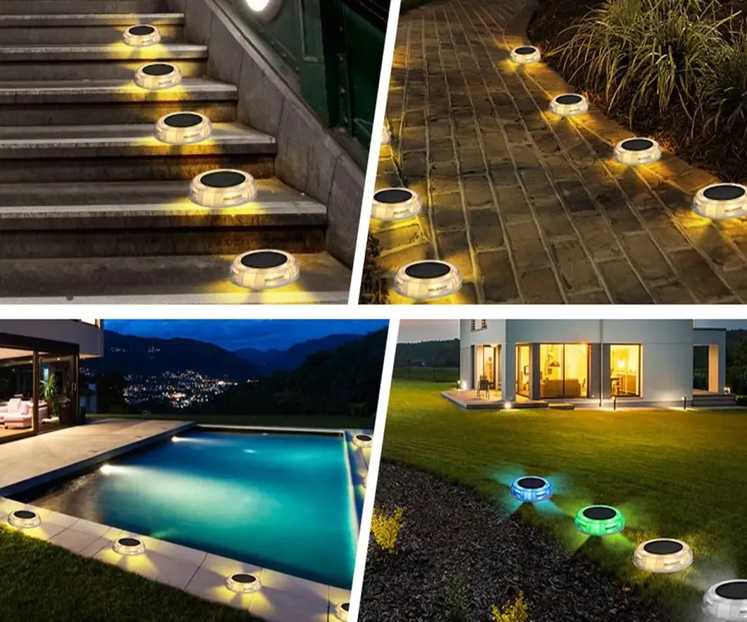 مصابيح حديقة LED الشمسية بتصميم يوفو الخارجية لتزيين المناظر الطبيعية وإضاءة الأرض لسلامة الليل