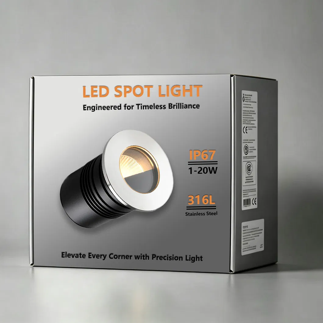 20W ضوء تحت الماء IP67 سلسلة RC مصغر ضوء المناظر الطبيعية المدفون 316L ضوء LED من الفولاذ المقاوم للصدأ مدفون تحت الأرض لحديقة بركة نافورة إضاءة شجرة